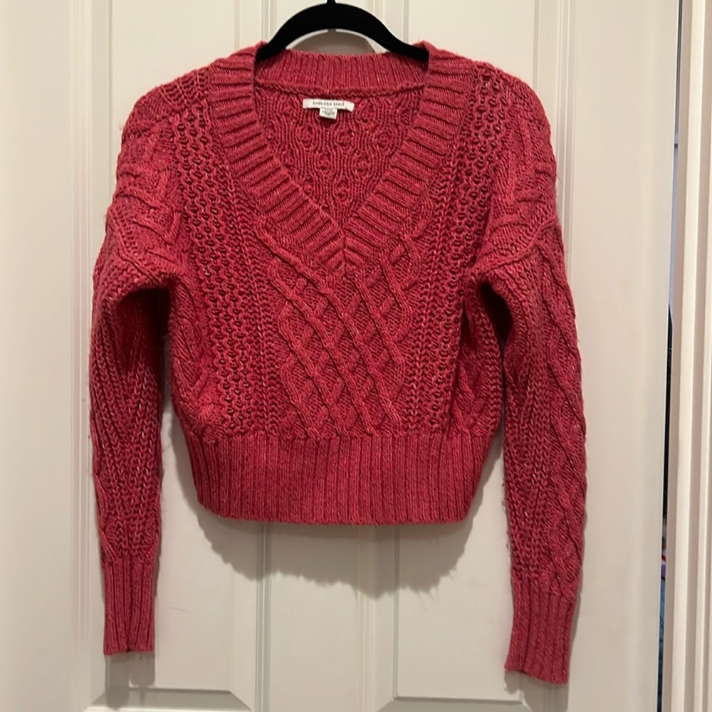 American Eagle cropped pink sweater. Size small.